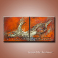 Group Modern Textured Oil Painting on Canvas 2 Panels/Set